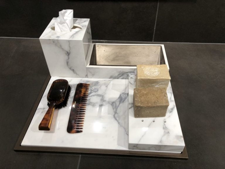 Marble accessories in bathroom